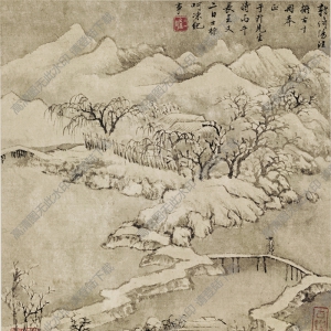 清 查士標(biāo)《山水十開(kāi)》-7國(guó)畫高清大圖下載