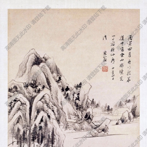 明 董其昌《佘山游境圖》國(guó)畫(huà)高清大圖下載