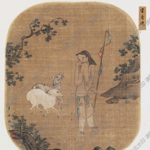 宋 李迪《蘇武牧羊圖》團(tuán)扇國(guó)畫(huà)高清大圖下載