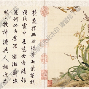 清 郎世寧《工筆重彩花卉》-1國(guó)畫(huà)高清大圖下載