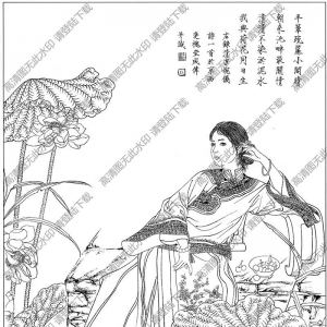 古代女子白描圖片23高清下載