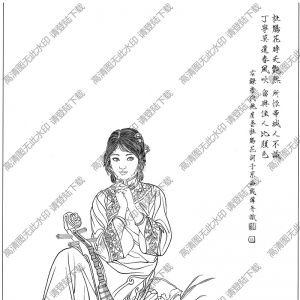 古代仕女畫線描畫底稿31高清大圖下載