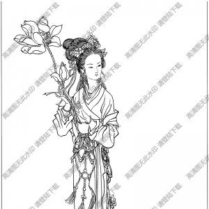 古代仕女畫線描畫底稿32高清大圖下載