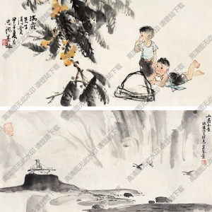 亞明國(guó)畫作品 童趣圖 山高水長(zhǎng) 高清下載