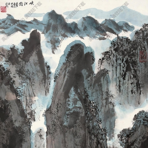 亞明國(guó)畫作品 峽江圖 高清下載