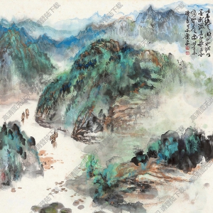 蕭平國畫作品 雨后湖山圖 高清下載