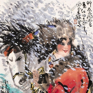 周昌谷國(guó)畫 草原飛雪 高清大圖下載