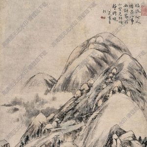 八大山人國畫作品 羅浮山色圖 高清下載