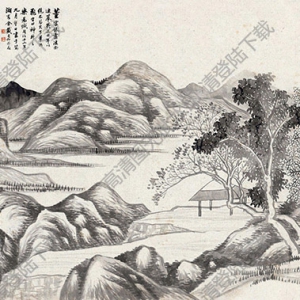 戴以恒國(guó)畫(huà) 江亭春山圖 高清大圖下載