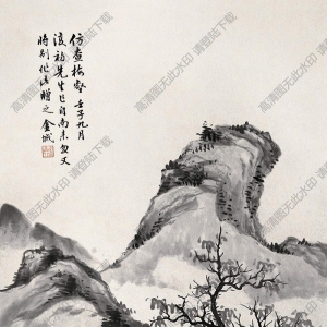 查士標(biāo)國(guó)畫 仿查梅壑山水 高清大圖下載