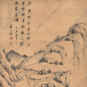 查士標(biāo)國(guó)畫(huà) 峭山溪深 高清大圖下載