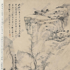 董其昌作品 仿云林山水 高清大圖下載