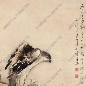 高其佩國(guó)畫(huà) 松鷹圖 (2) 高清大圖下載