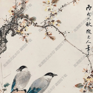 顏伯龍國(guó)畫(huà) 茶梅山雀 高清大圖下載