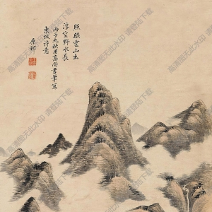 王原祁國(guó)畫 仿高房山云山圖 高清大圖下載