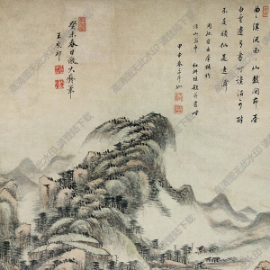 王原祁國(guó)畫 仿黃公望山水 高清大圖下載