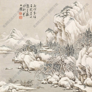 張石園作品 雪景圖 鏡心 高清大圖下載