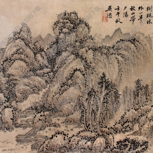 吳歷作品 一半秋山帶夕陽(yáng) 高清大圖下載