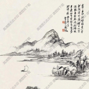 吳徵國(guó)畫(huà) 奇峰候月圖 高清大圖下載