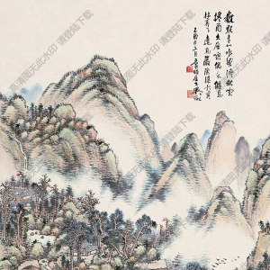 吳徵國(guó)畫(huà) 秋山聽(tīng)瀑 高清大圖下載