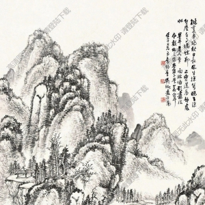 吳徵國(guó)畫(huà) 秋山晚溪 高清大圖下載