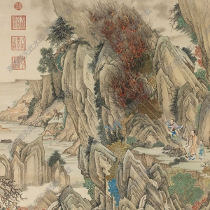 清代謝遂國(guó)畫(huà) 仿唐人大禹治水圖 高清大圖下載